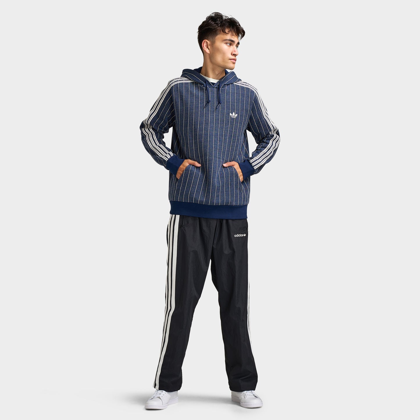 adidas Pinstripes Hoodie / Night Indigo