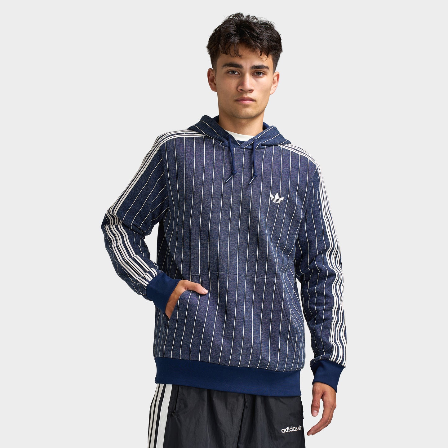 adidas Pinstripes Hoodie / Night Indigo