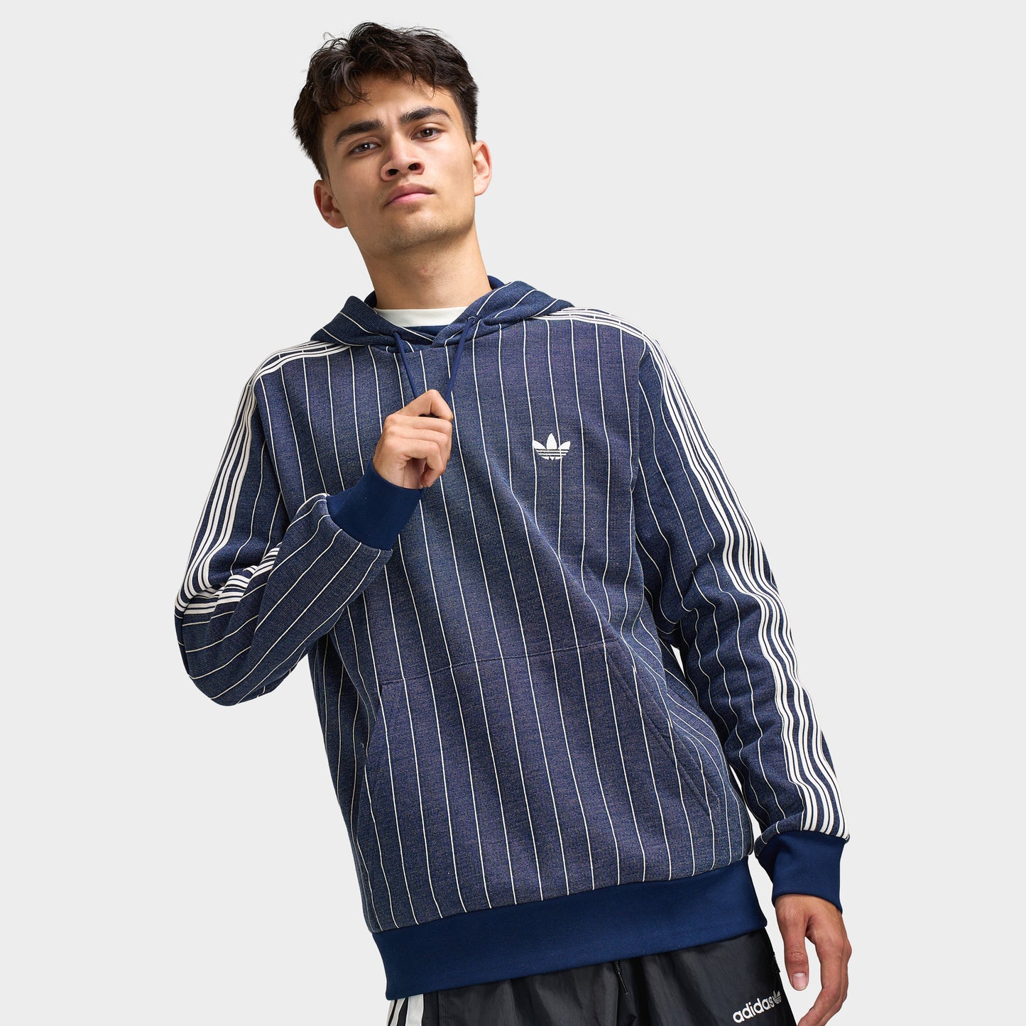adidas Pinstripes Hoodie / Night Indigo