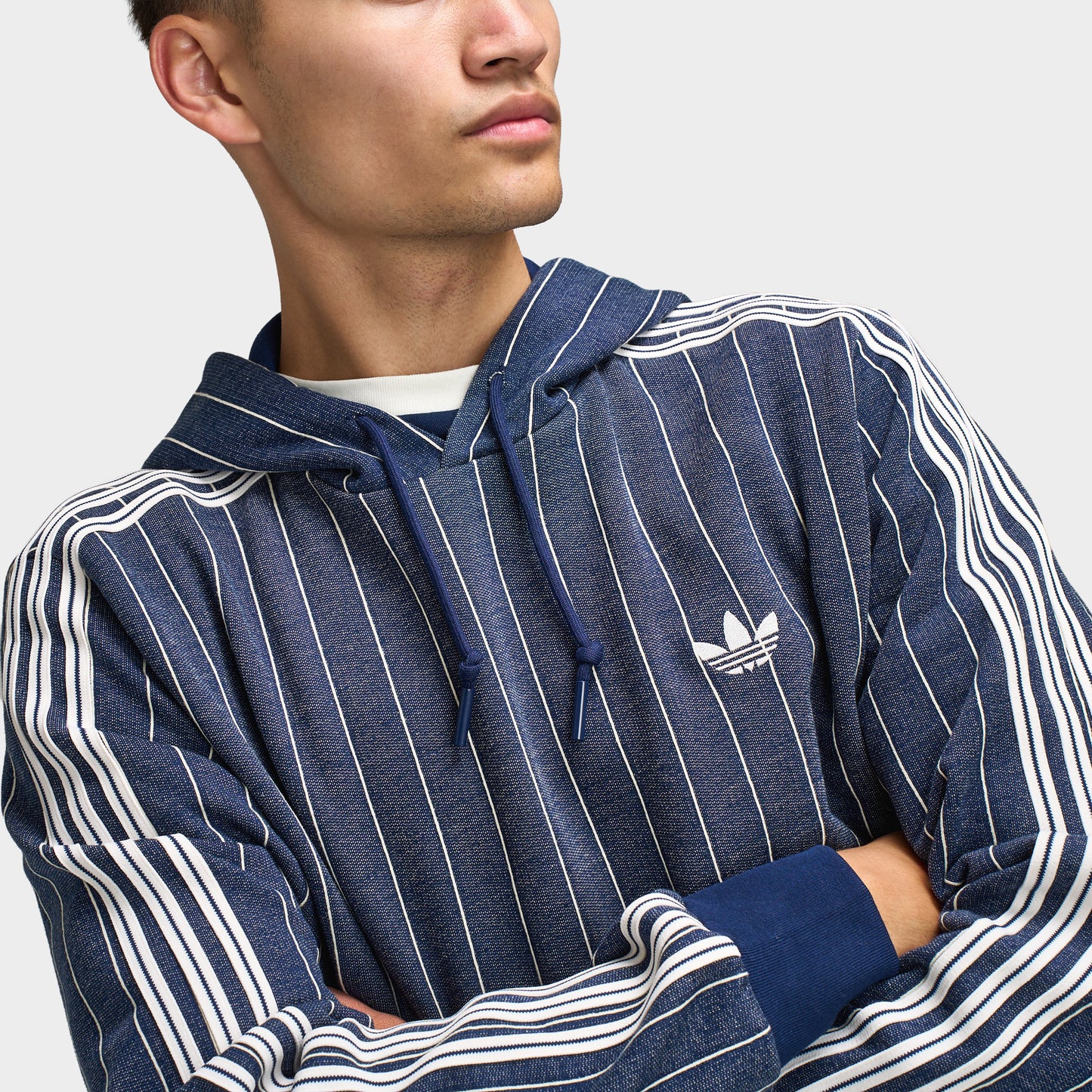 adidas Pinstripes Hoodie / Night Indigo