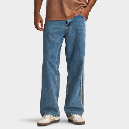 adidas Firebird Adicolor Jean Taille Mi-Haute Coupe Droite / Bleu Usé
