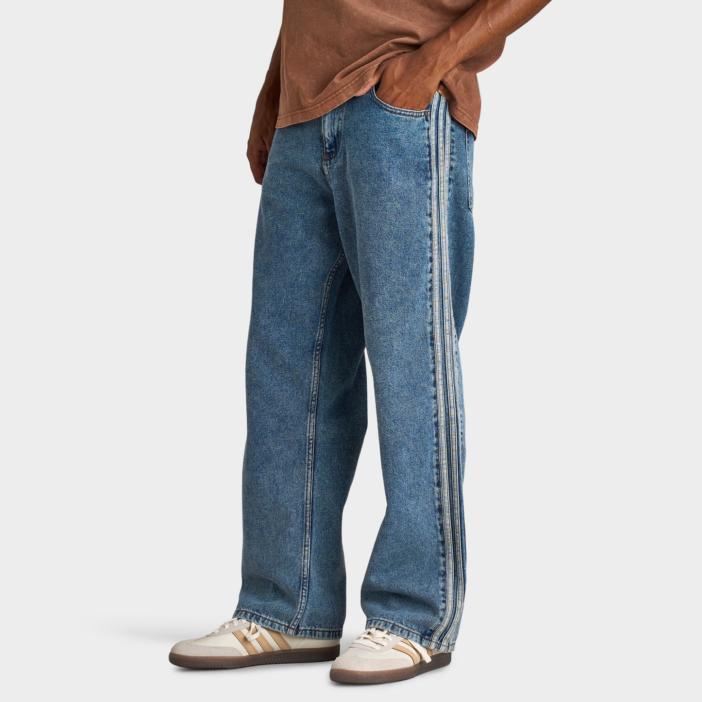adidas Firebird Adicolor Jean Taille Mi-Haute Coupe Droite / Bleu Usé