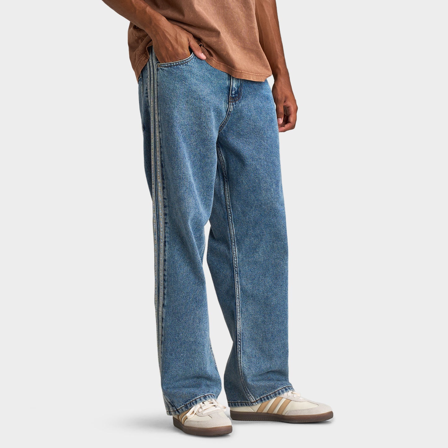 adidas Firebird Adicolor Jean Taille Mi-Haute Coupe Droite / Bleu Usé