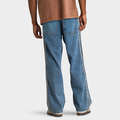 adidas Firebird Adicolor Jean Taille Mi-Haute Coupe Droite / Bleu Usé