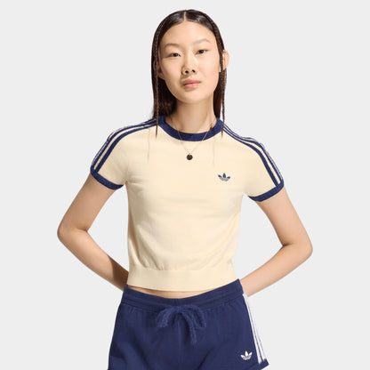adidas 3 Stripe Knit T-Shirt / White
