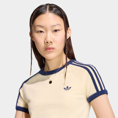 adidas 3 Stripe Knit T-Shirt / White