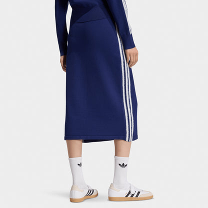 Jupe en maille adidas 3 bandes bleu foncé/blanc
