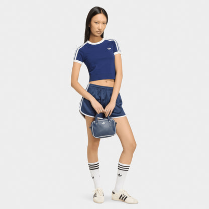adidas 3 Stripe Knitted T-Shirt Dark Blue / White