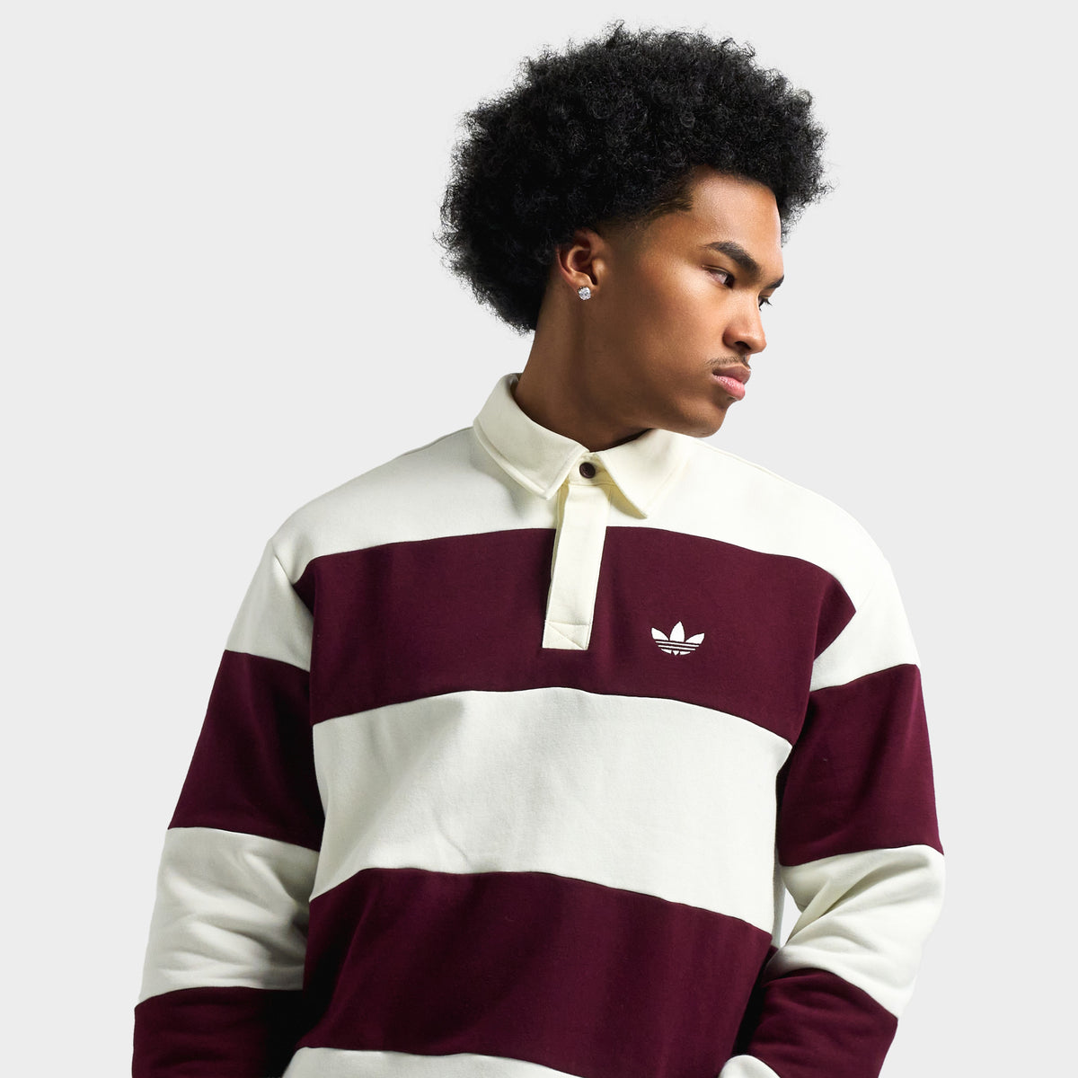 adidas Polo Rugby à Manches Longues Empiècements  / Blanc Cassé
