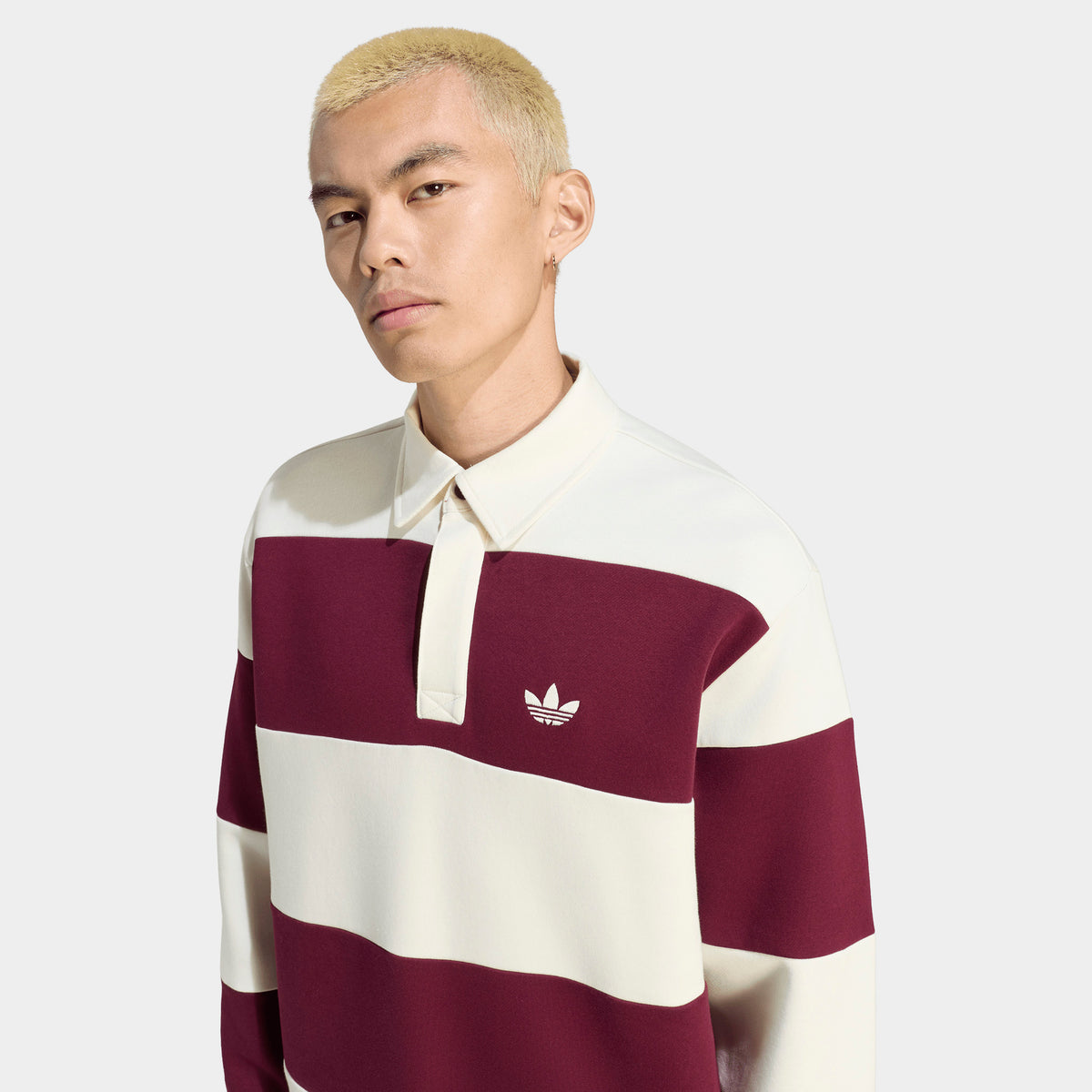 adidas Polo Rugby à Manches Longues Empiècements  / Blanc Cassé