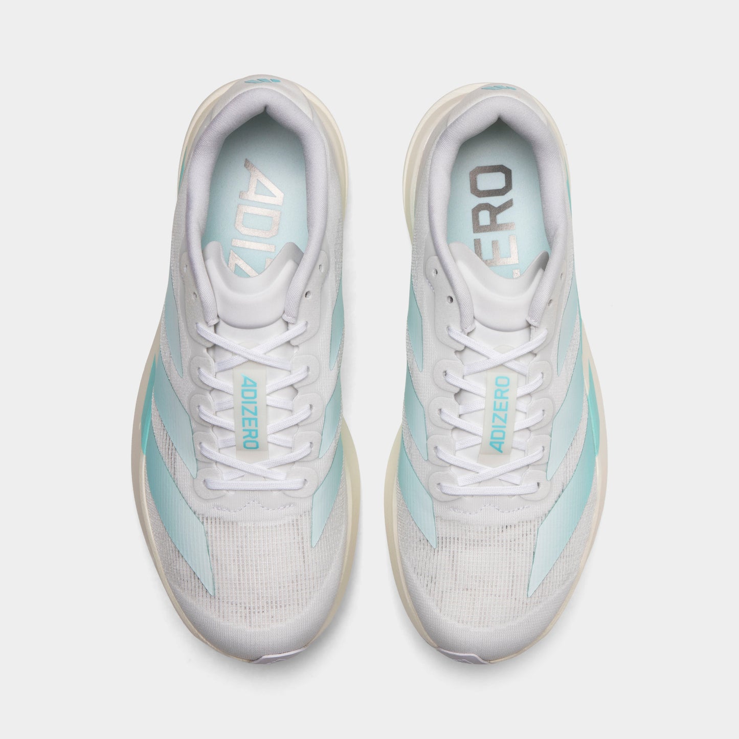 adidas Adizero EVO SL Blanc / Aqua Clair - Métallique Foncé