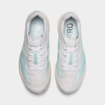 adidas Adizero EVO SL Blanc / Aqua Clair - Métallique Foncé