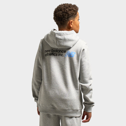New Balance Juniors' Back Linear Logo Hoodie / Athletic Grey Heather