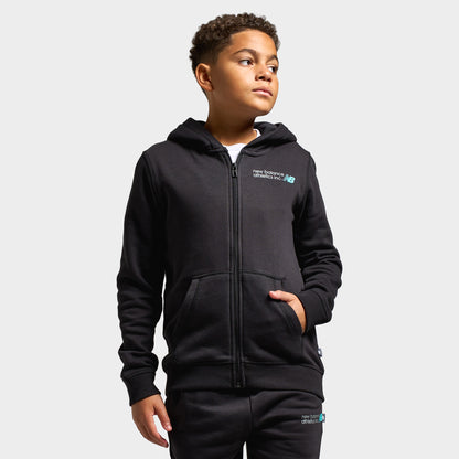 New Balance Juniors' Linear Small Logo Fullzip Hoodie / NB Caviar