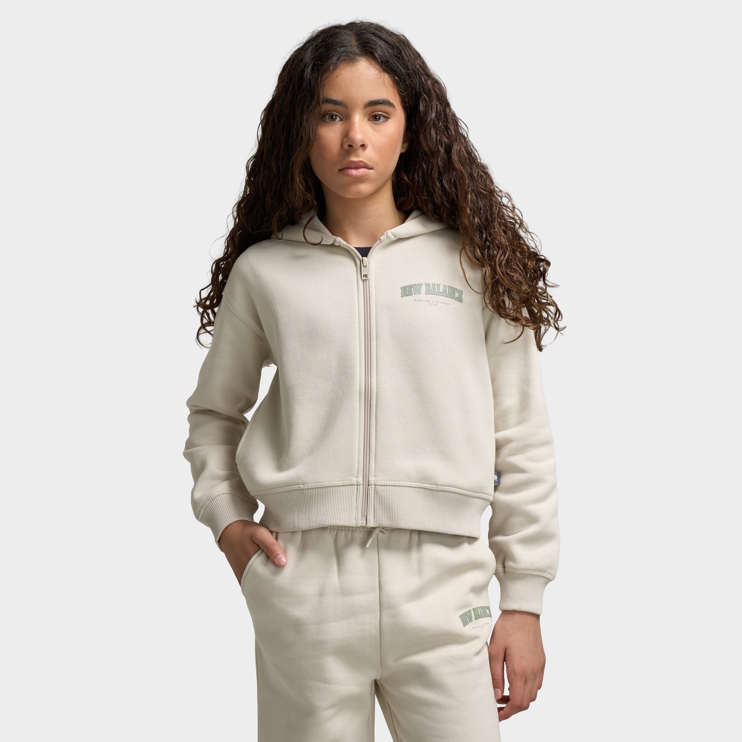 New Balance Junior's Arch Graphic Full-Zip Hoodie / Moonbeam