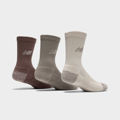 New Balance Active Cushion Crew Socks (3-Pack) Brown / Beige