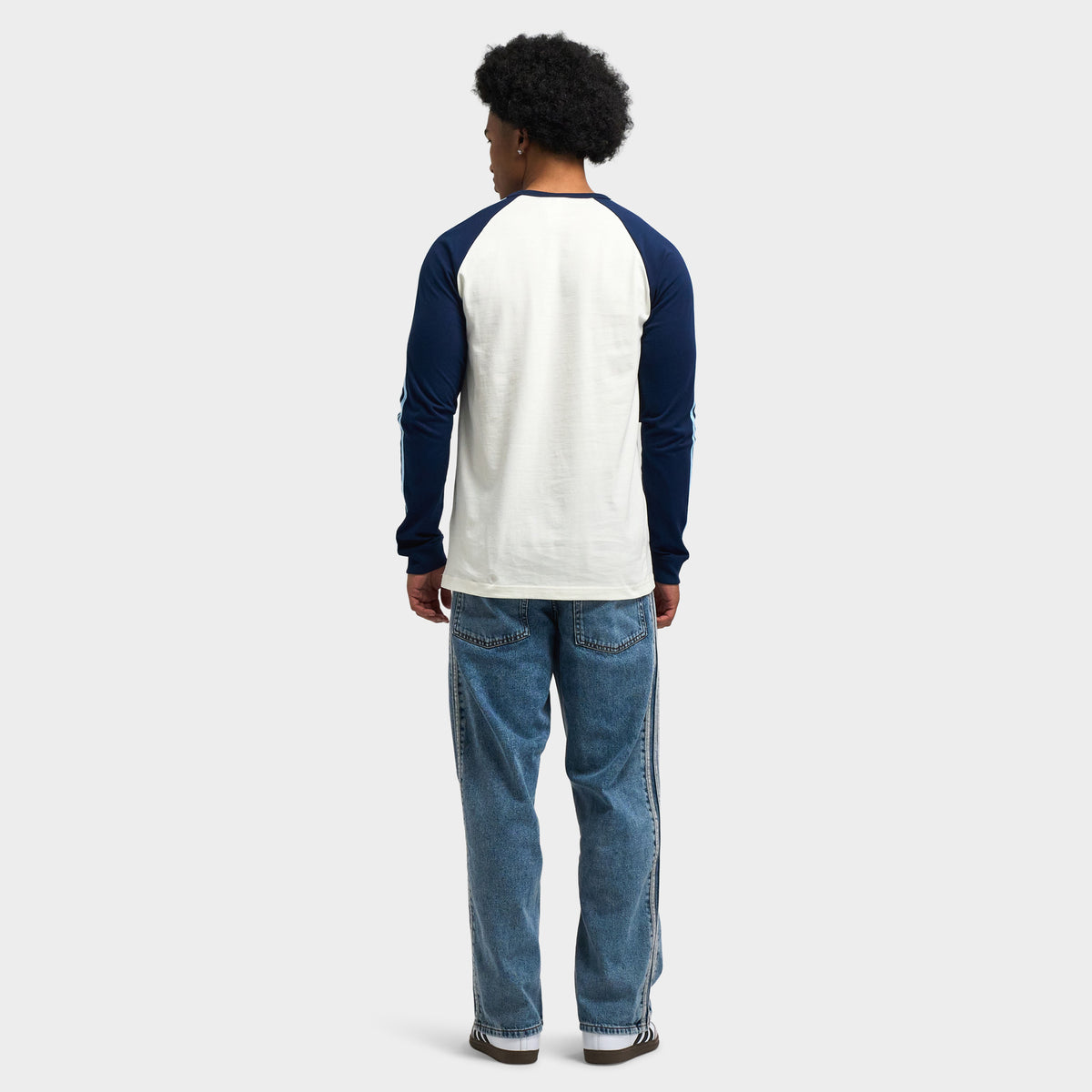 adidas T-shirt à manches longues avec 3 bandes / Blanc