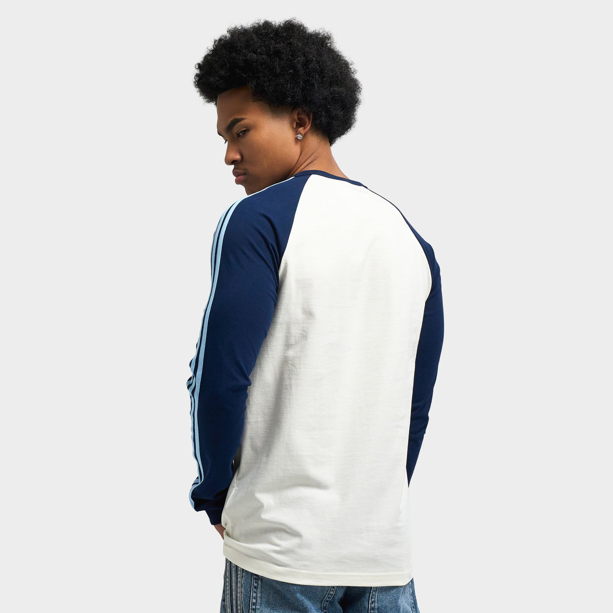 adidas T-shirt à manches longues avec 3 bandes / Blanc
