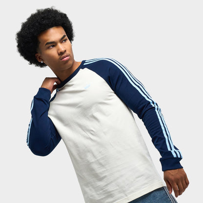 adidas T-shirt à manches longues avec 3 bandes / Blanc