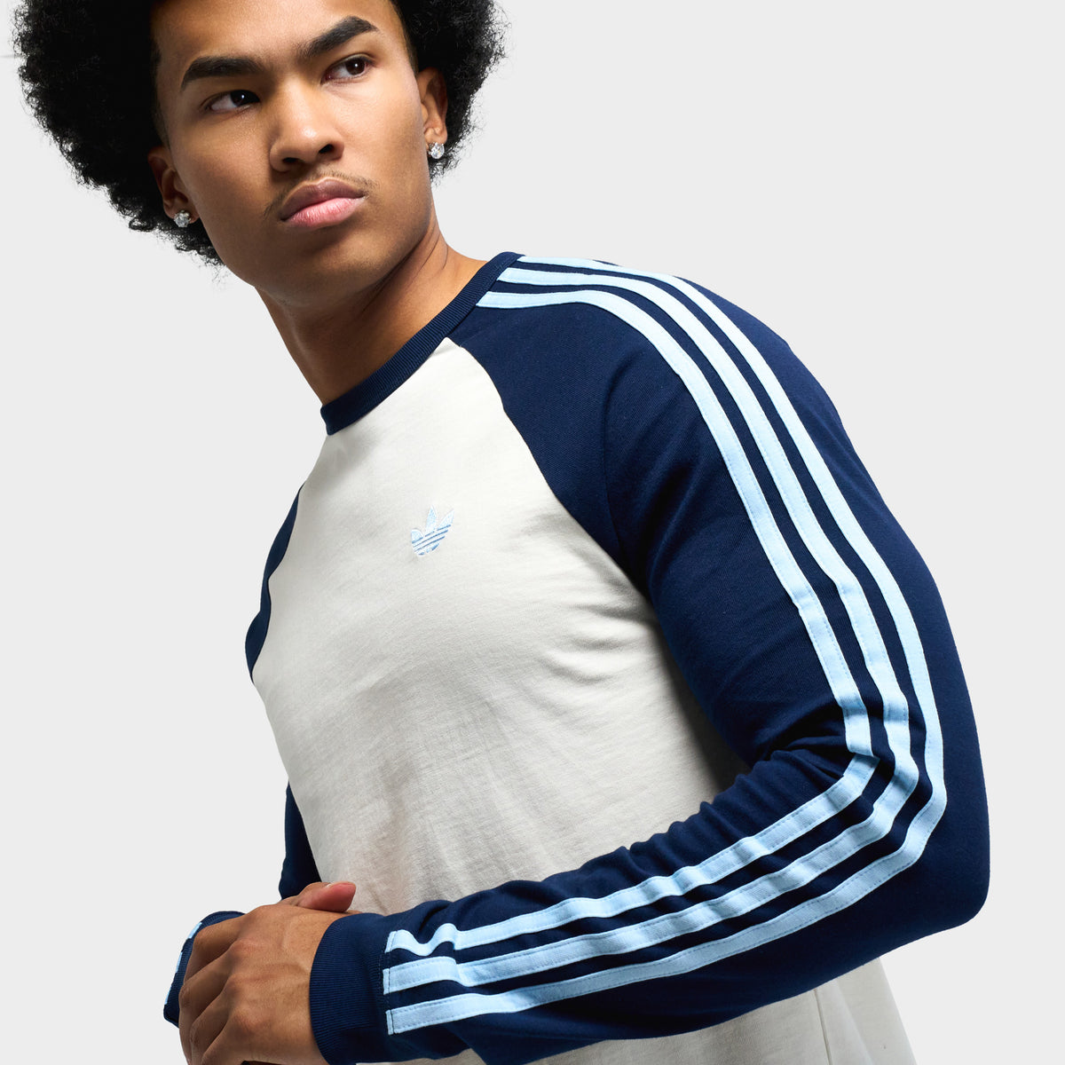 adidas T-shirt à manches longues avec 3 bandes / Blanc