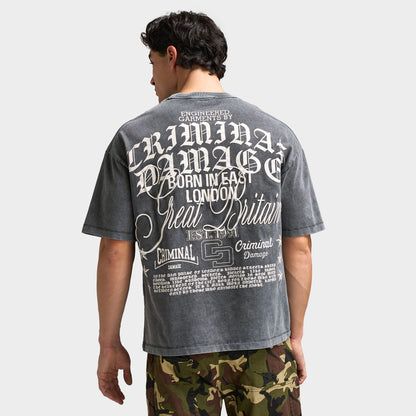 Criminal Damage Logo Mania T-Shirt / Washed Black