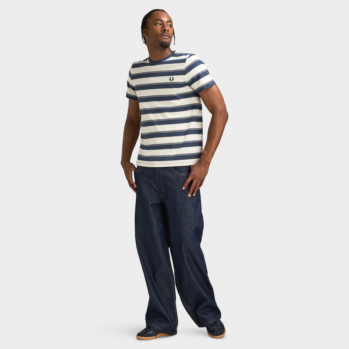 Fred Perry Fine Stripe Tee Dark Airforce / Ecru