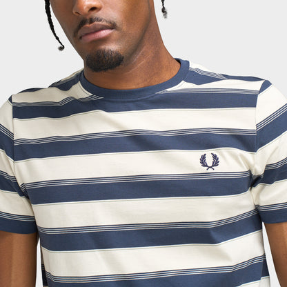 Fred Perry Fine Stripe Tee Dark Airforce / Ecru