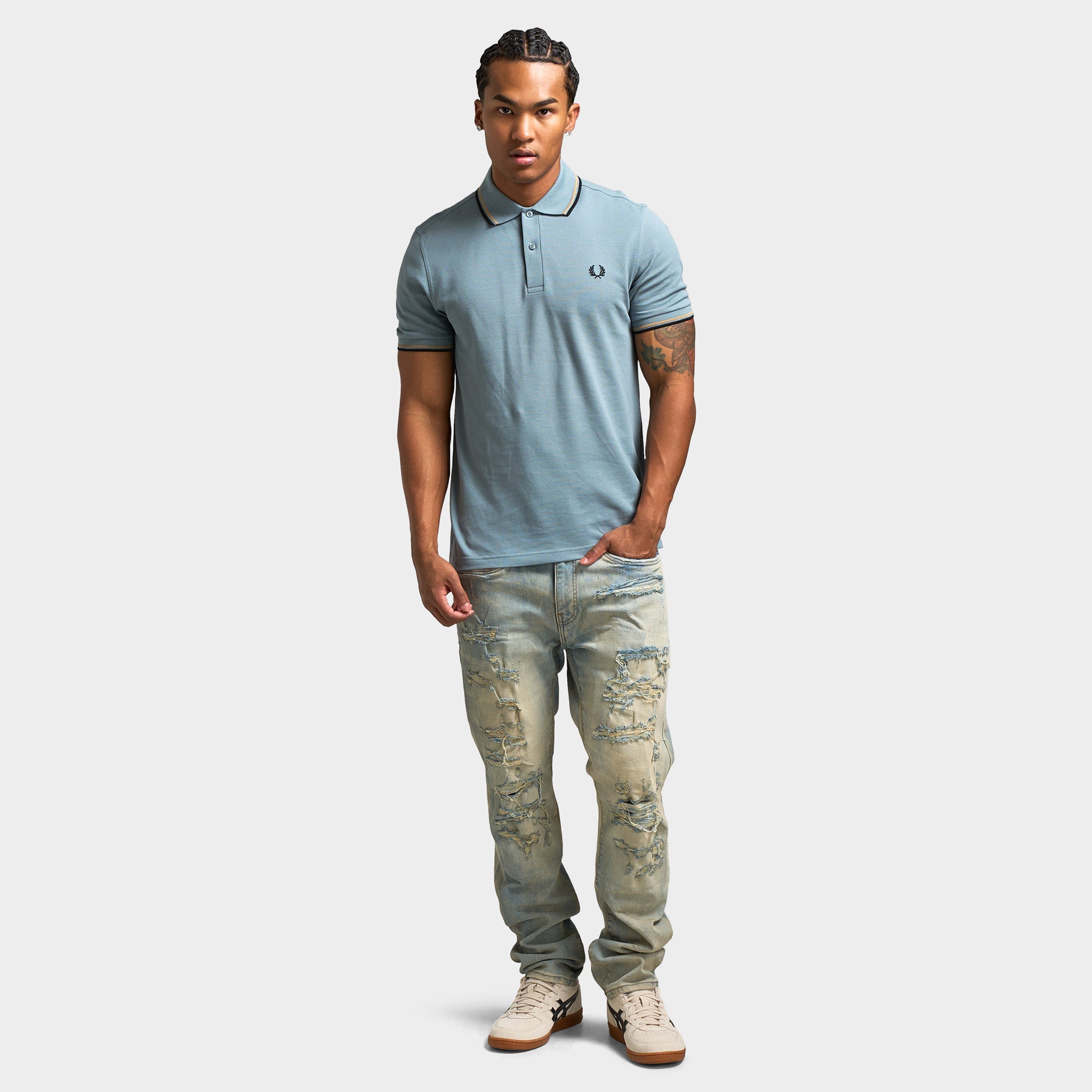 Fred Perry Twin Tipped T-Shirt Stockport Blue / Warm Stone - Black