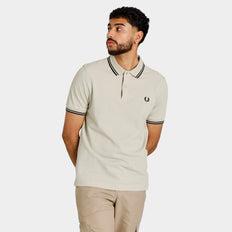 Fred Perry Twin Tipped Polo T-shirt Light Oyster / Black | JD Sports