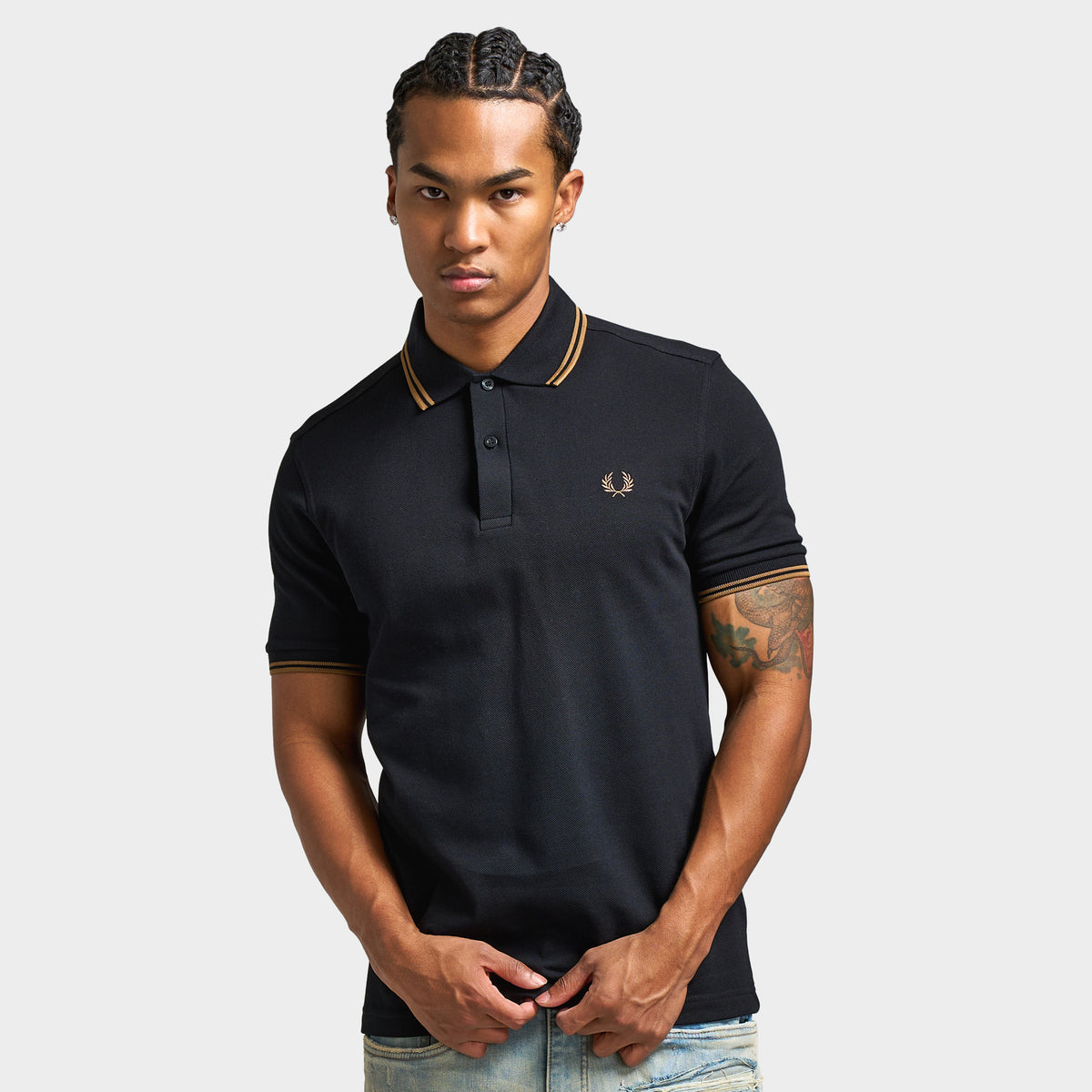 Fred Perry Twin Tipped T-Shirt Black / Shaded Stone