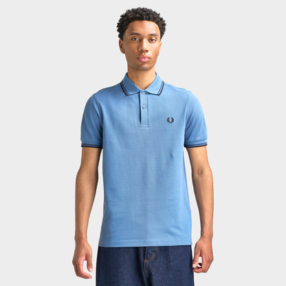 Fred Perry Chemise À Double Liseré Bleu Marine / Bleu Tennis