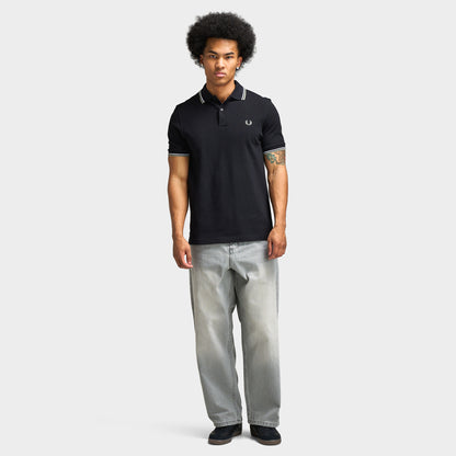 Fred Perry polo à double liseré Noir / Blanc / Vert d'eau
