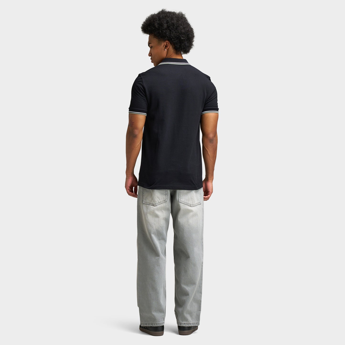 Fred Perry polo à double liseré Noir / Blanc / Vert d'eau