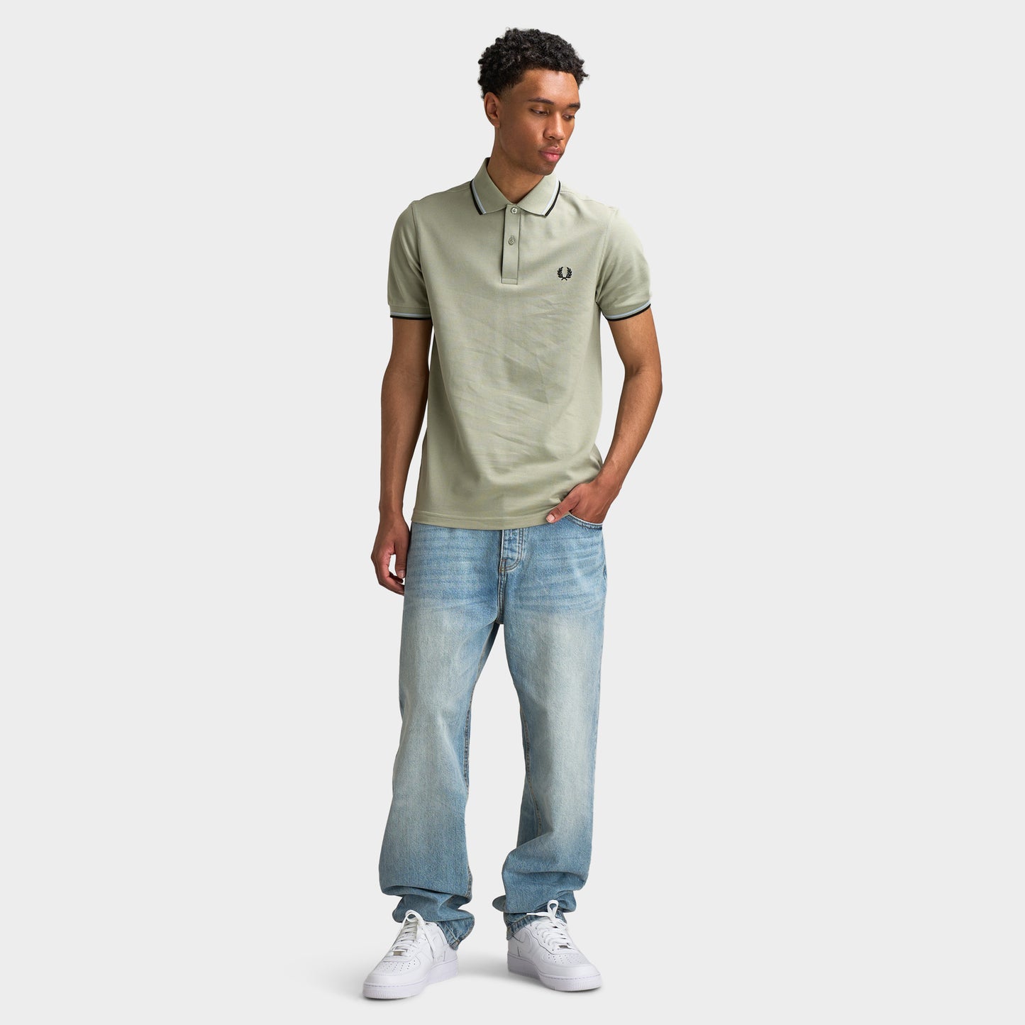 Fred Perry Chemise à double liseré Noir / Bleu Foncé