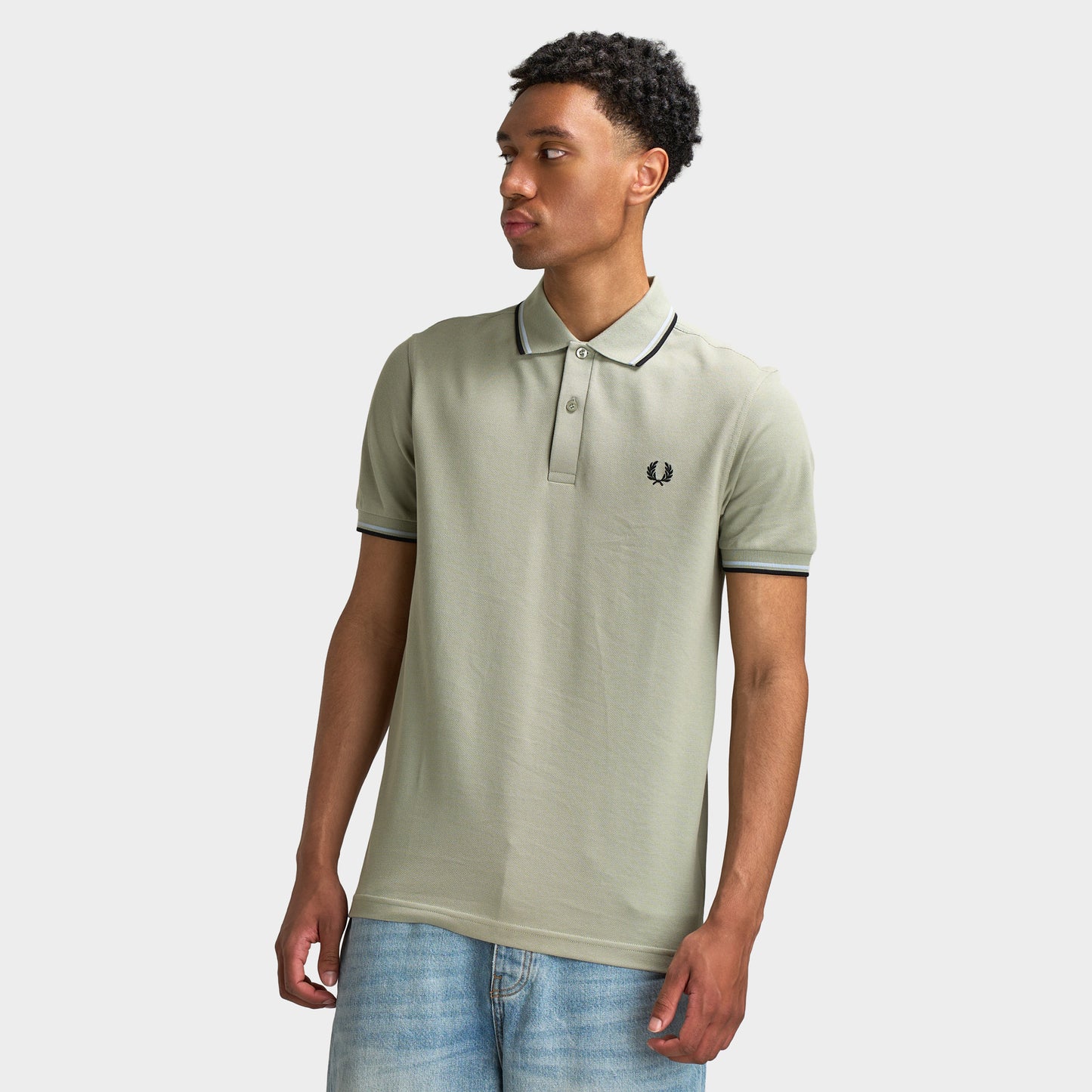Fred Perry Chemise à double liseré Noir / Bleu Foncé
