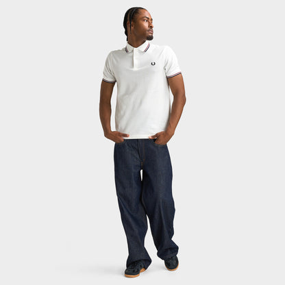 Fred Perry Twin Tipped Polo Snow White / Burnt Red