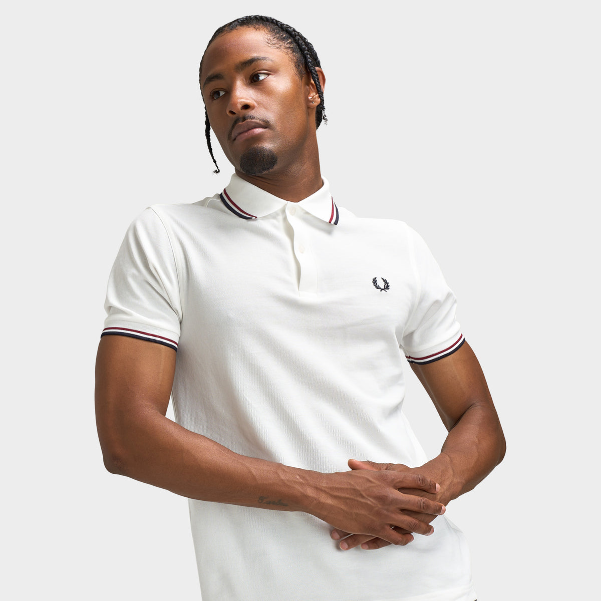 Fred Perry Twin Tipped Polo Snow White / Burnt Red