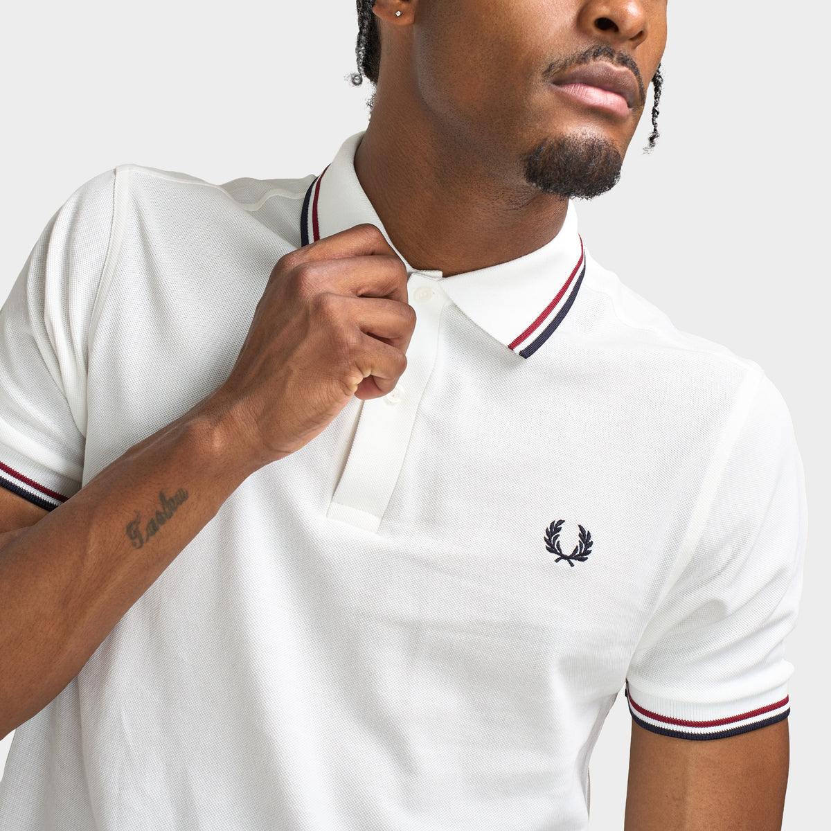 Fred Perry Twin Tipped Polo Snow White / Burnt Red