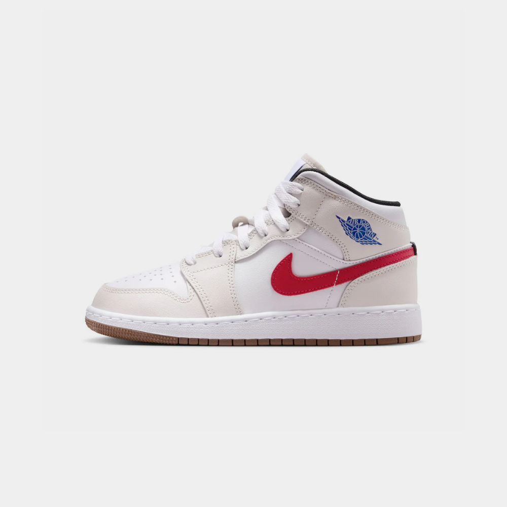 Jordan 1 Mid GS “Phantom / Game Royal – White” shoe. Shop Kids’ Shoes now at JD Sports.