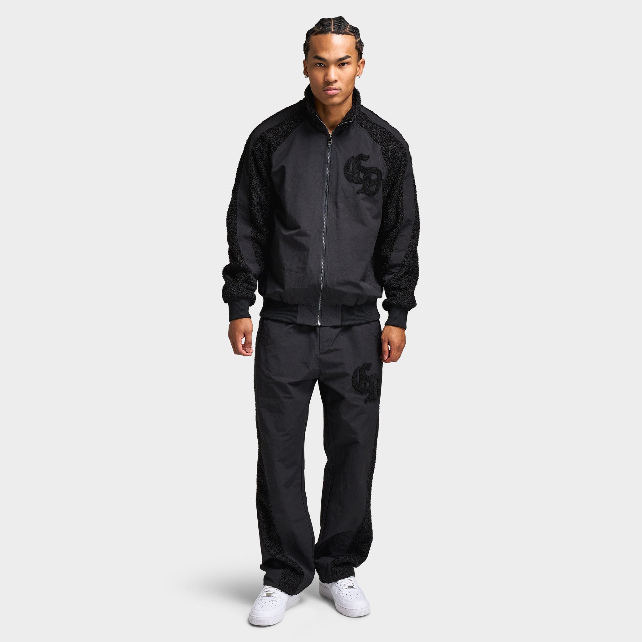 Criminal Damage Micro Sherpa and Nylon Track Jacket / Black – JD