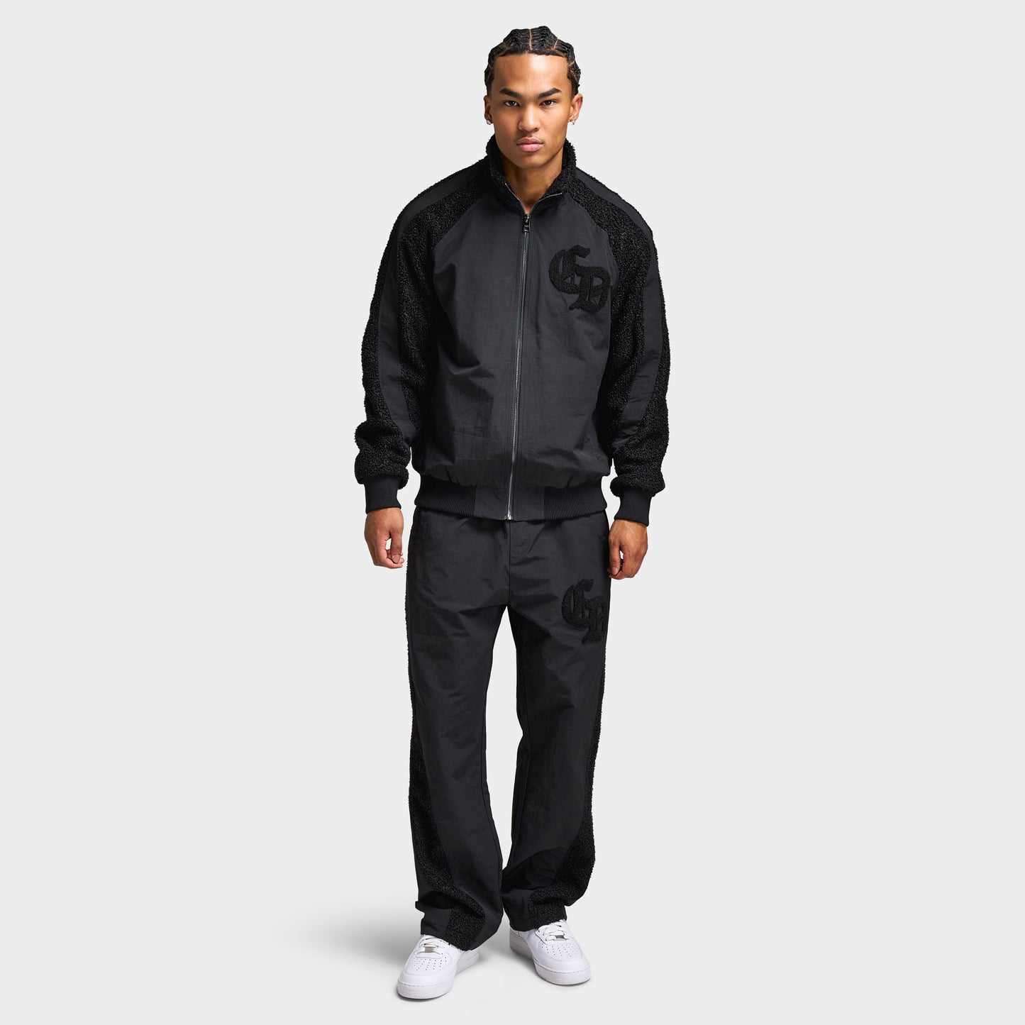 Criminal Damage en Micro-Sherpa et Nylon Veste de survêtement  / Noir 