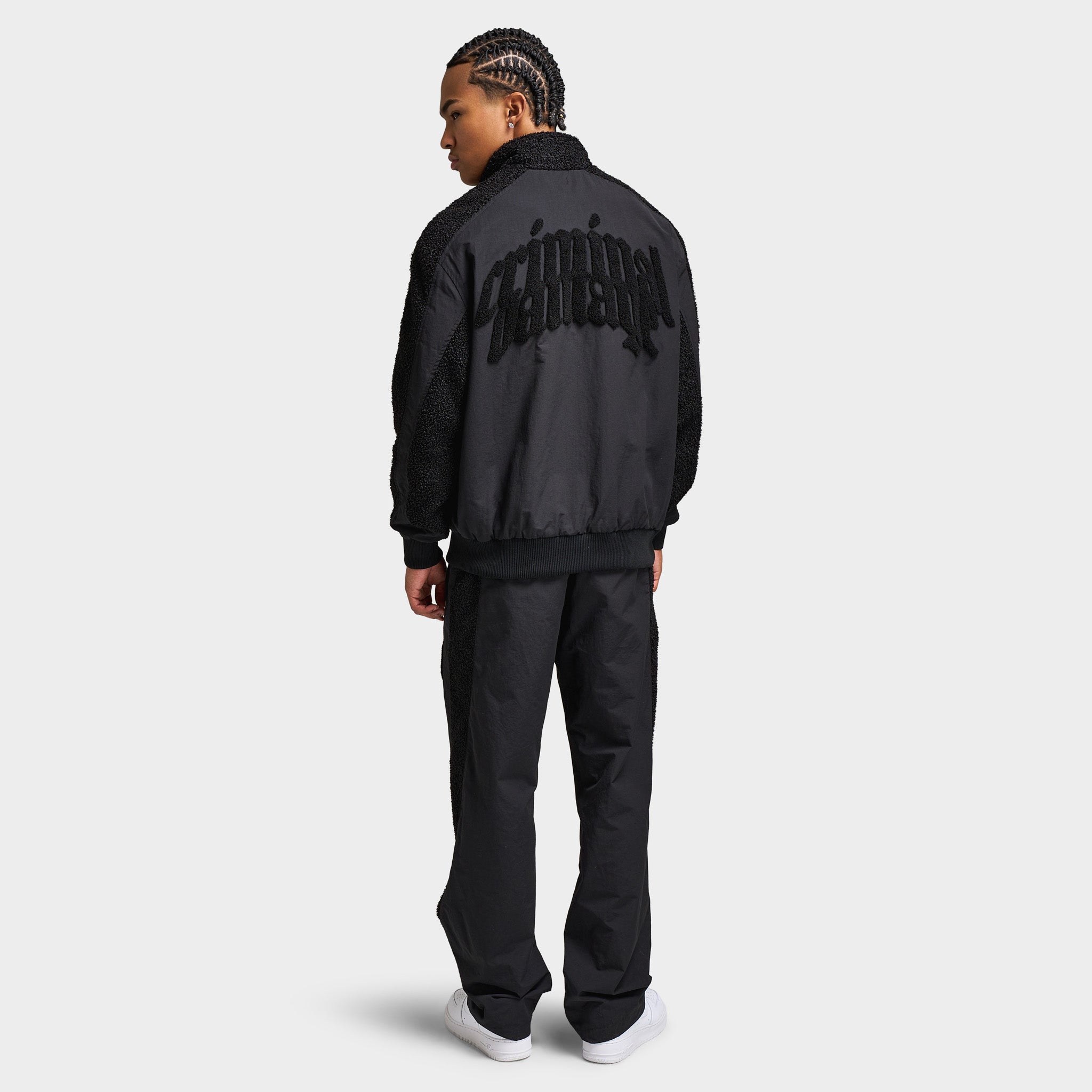 Criminal Damage Micro Sherpa and Nylon Track Jacket / Black – JD