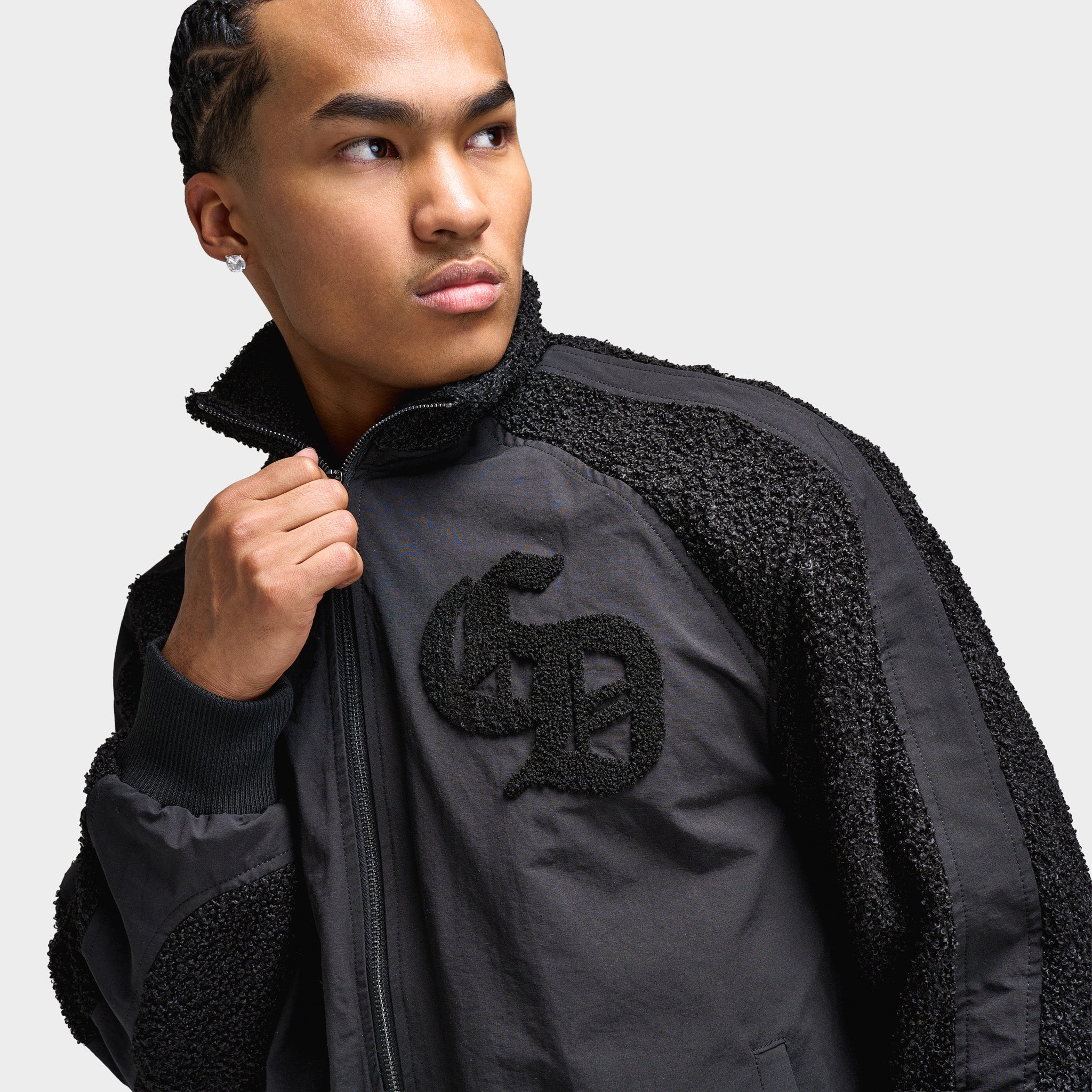 Criminal Damage Micro Sherpa and Nylon Track Jacket / Black – JD