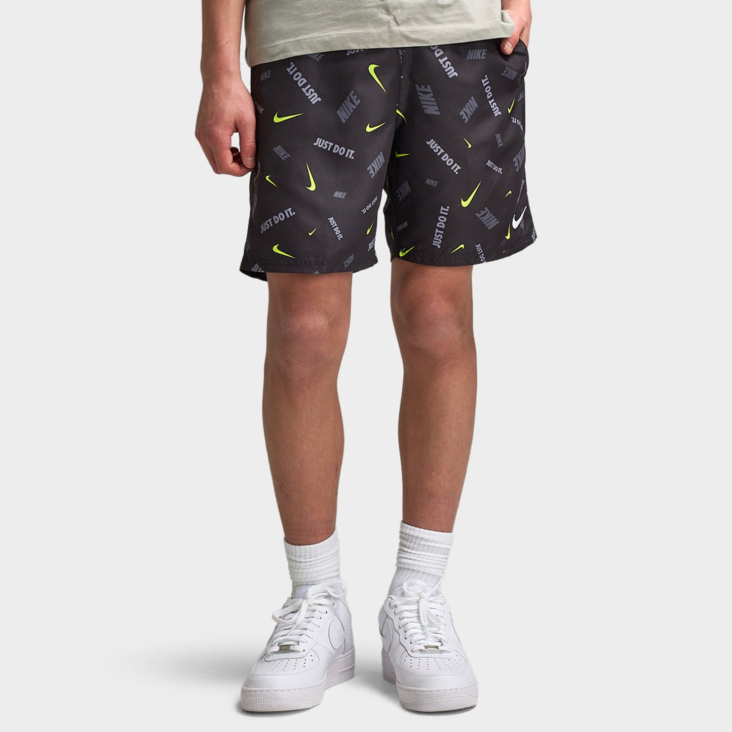 Nike Junior Boys' All Over Print Swim Shorts  Black / Wolt