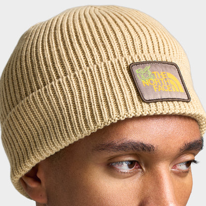 The North Face Logo Box Cuffed Beanie / Khaki Stone