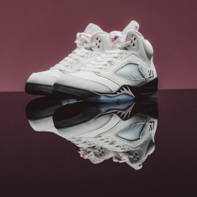 Jordan 5 Retro "White / Medium Soft Pink - Black" shoe. Shop Jordan Retro now at JD Sports. 