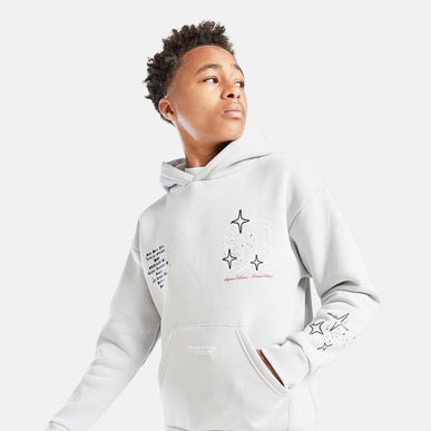 Kid wears Supply & Demand Juniors' Vito Pullover Hoodie "Light Grey". Shop Kids' Clothing now