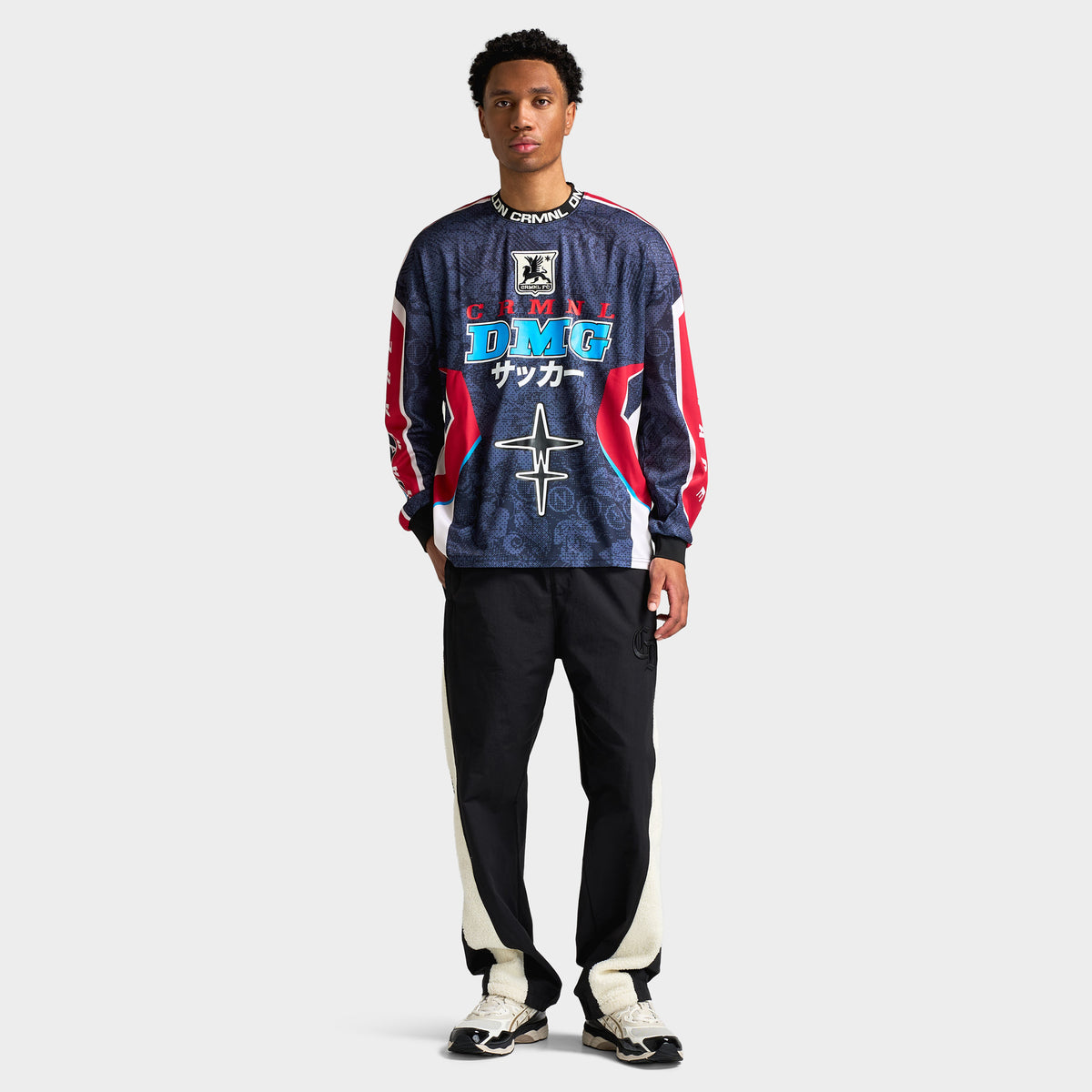 Criminal Damage Pixel Floral Football Jersey Blue / Red