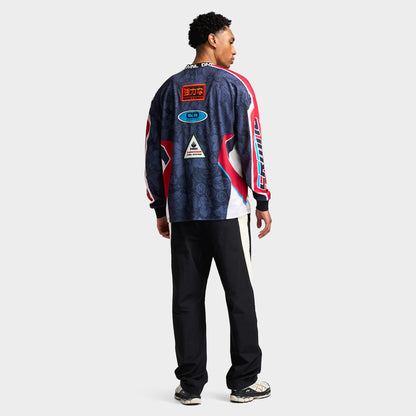 Criminal Damage Pixel Floral Football Jersey Blue / Red