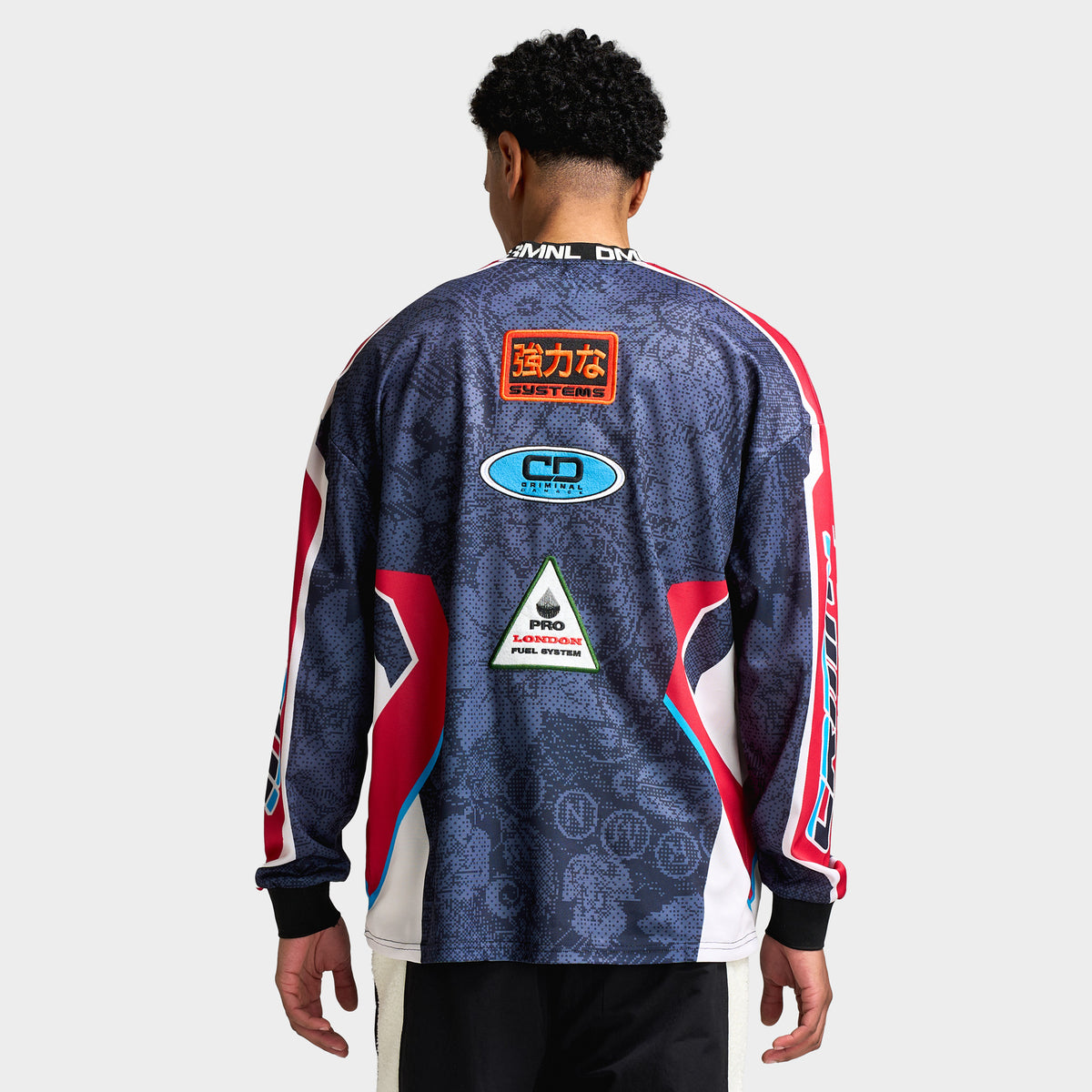 Criminal Damage Pixel Floral Football Jersey Blue / Red